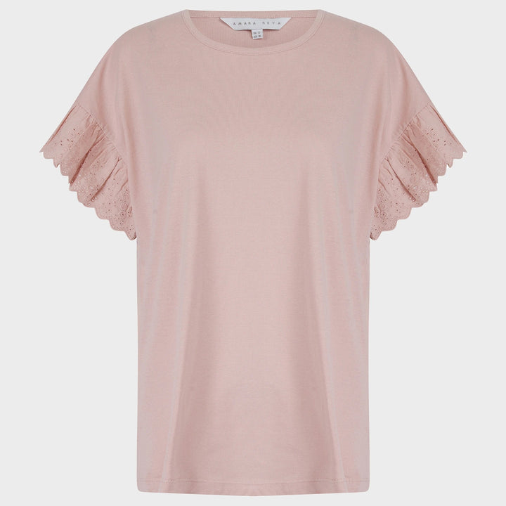 Ladies Light Rose Lace Broderie Sleeve Top from You Know Who's