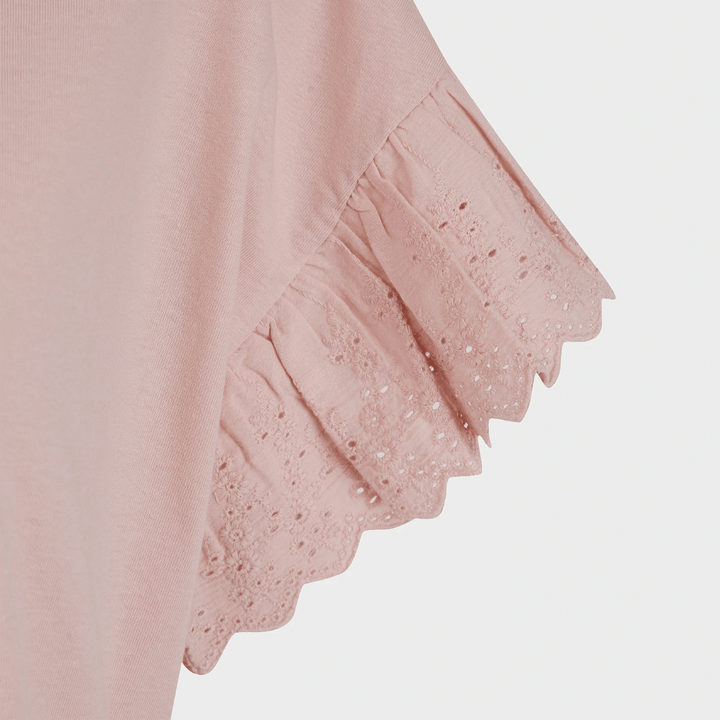 Ladies Light Rose Lace Broderie Sleeve Top from You Know Who's