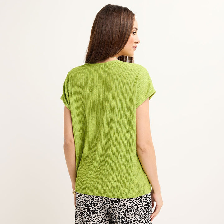 Ladies Lime Sleeveless Plisse Top from You Know Who's