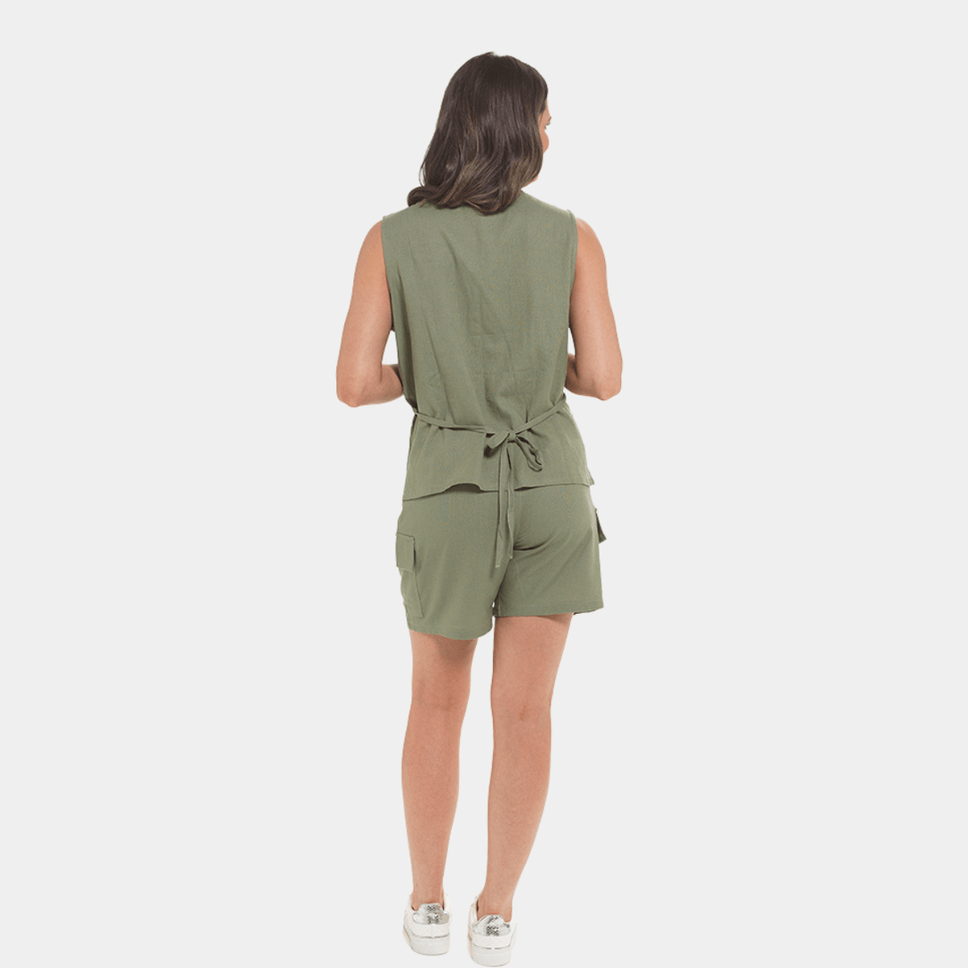 Ladies Linen Blend Button Through Waistcoat from You Know Who's
