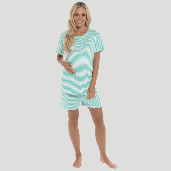 Ladies Maternity Printed Stripe Jersey Pj Set from You Know Who's