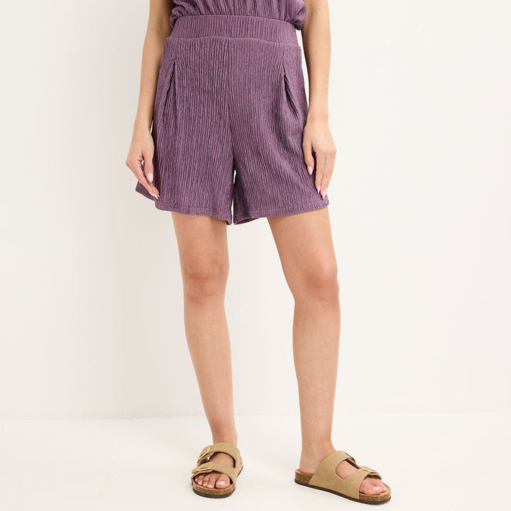 Ladies Mauve Plisse Shorts from You Know Who's