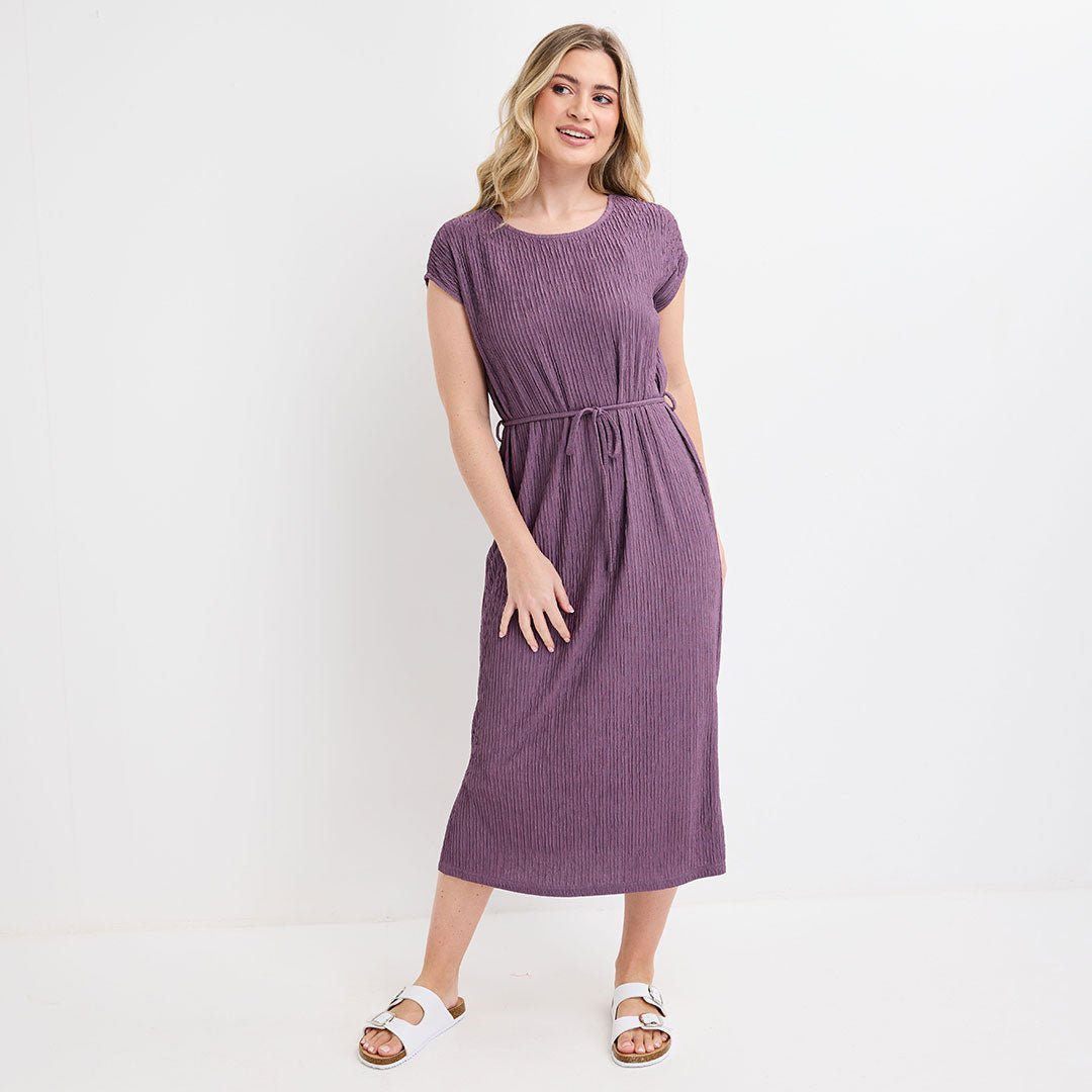 Ladies Mauve Plisse Sleeveless Dress from You Know Who's