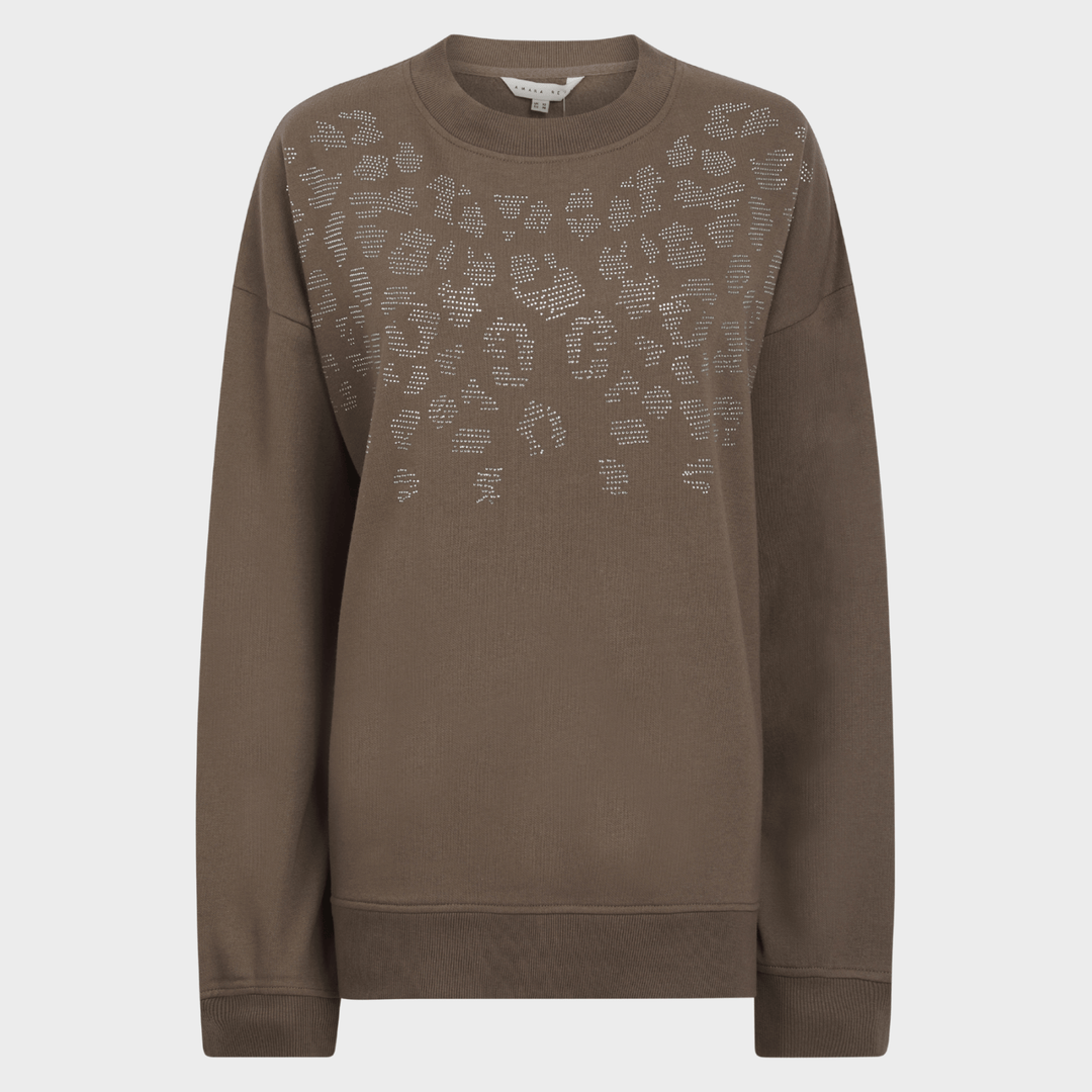 Ladies Mocha Animal Diamante Sweater from You Know Who's
