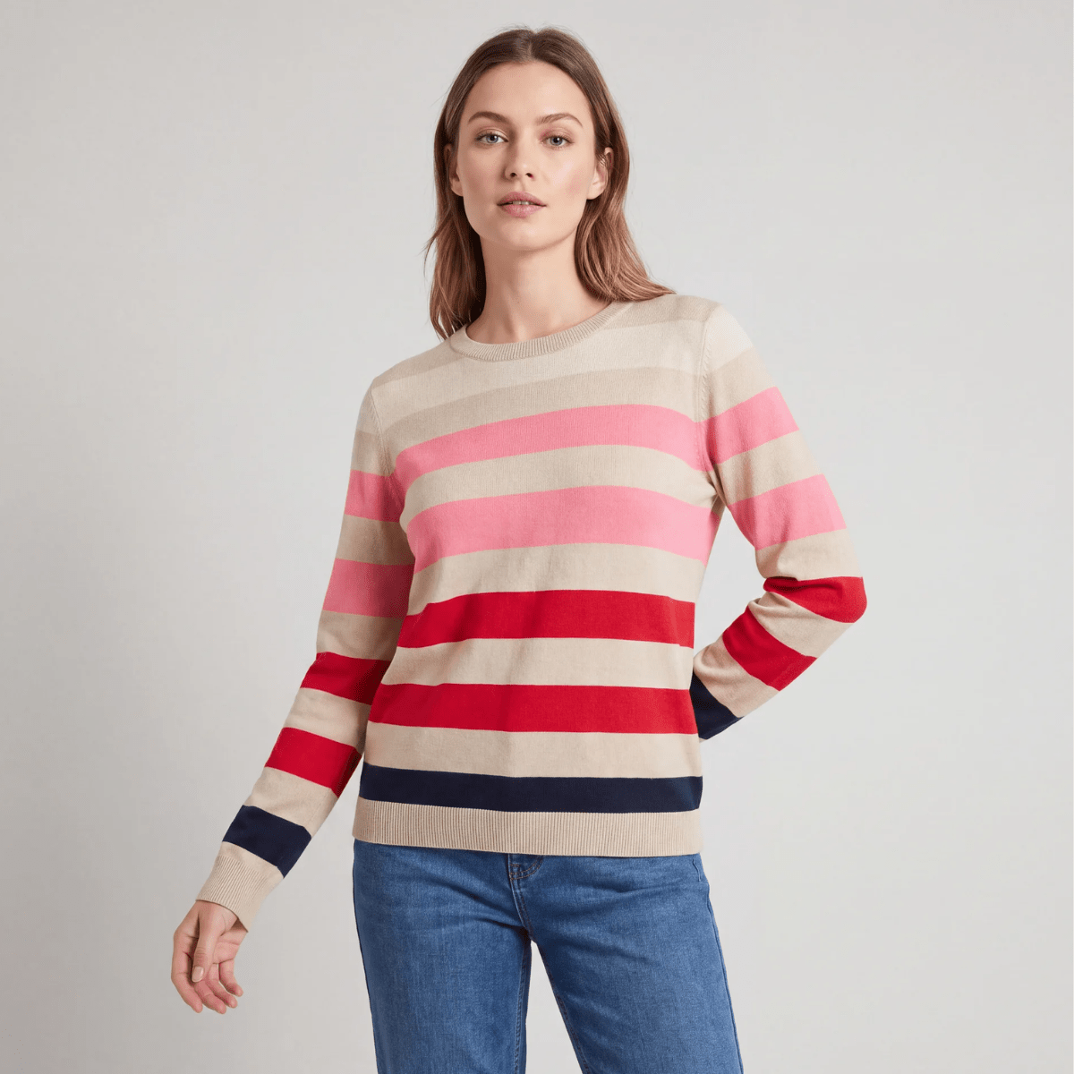 Ladies Multi Stripe Crew Jumper from You Know Who's