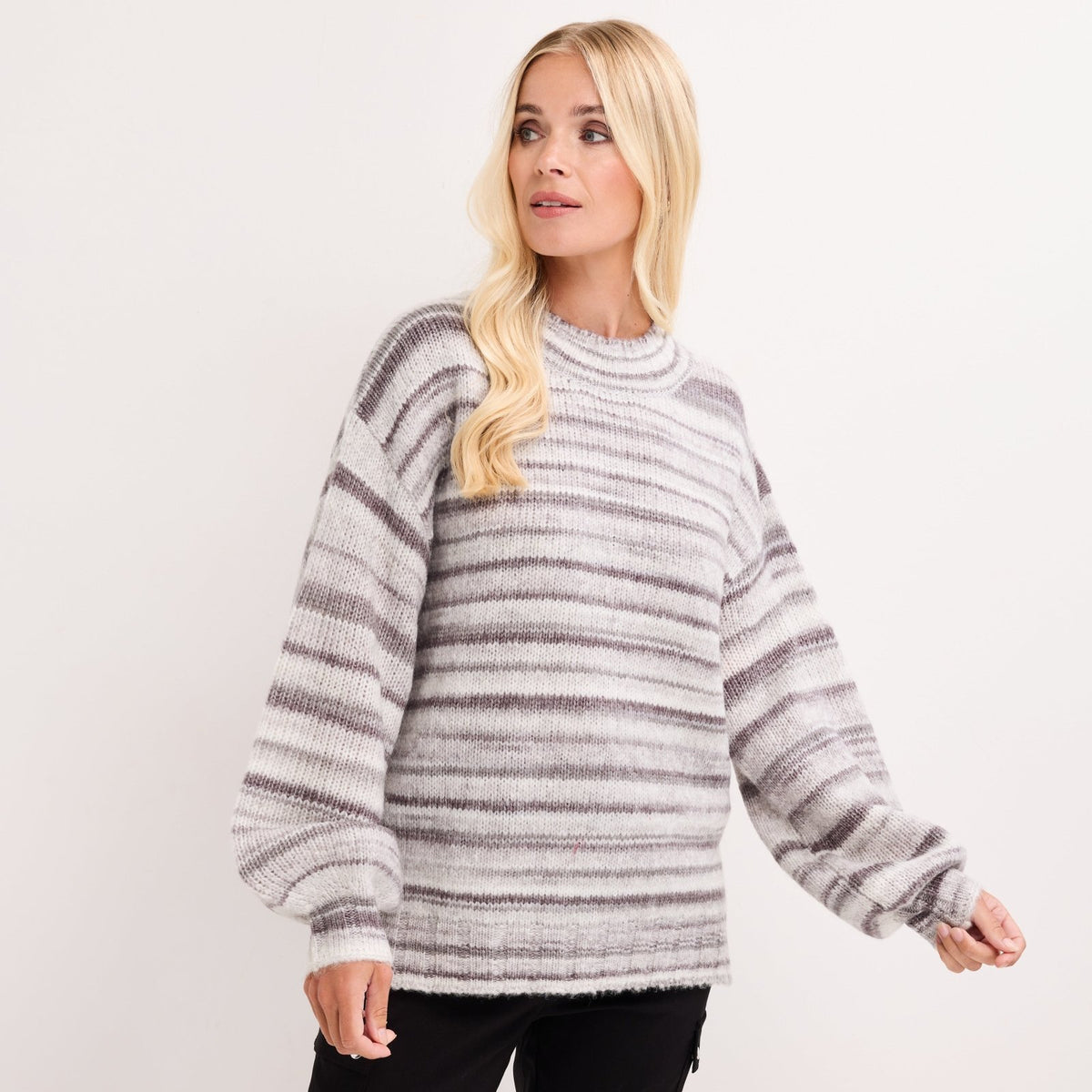 Ladies Multi Yarn Stripe Jumper from You Know Who's