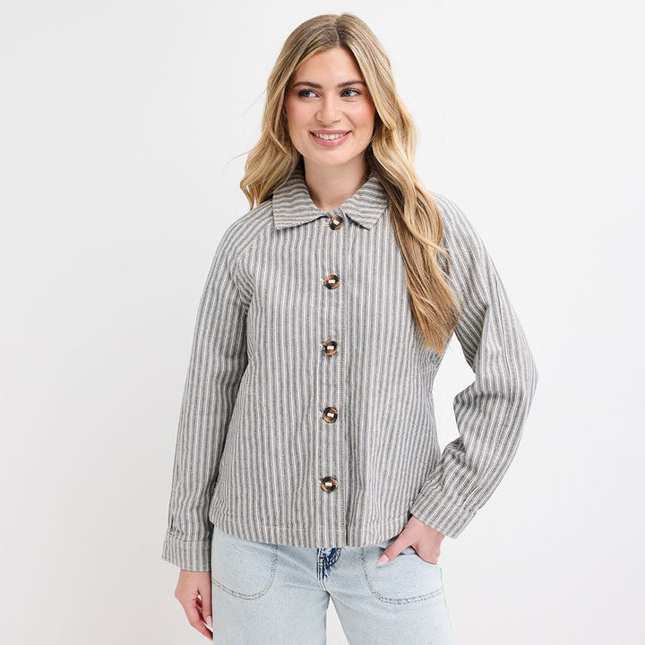 Ladies Natural Denim Stripe Jacket from You Know Who's
