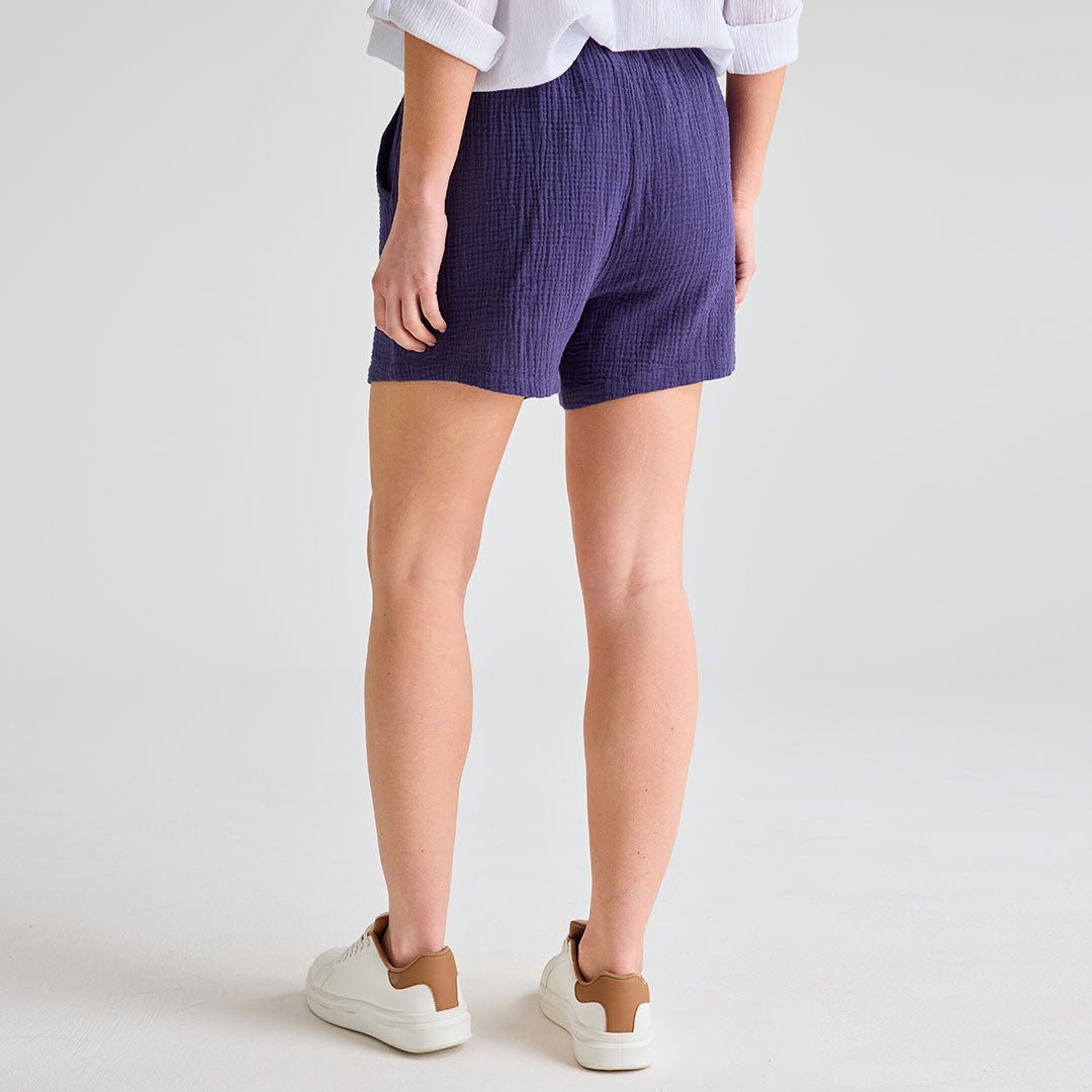 Ladies Navy 2 Pocket Tie Waist Short from You Know Who's