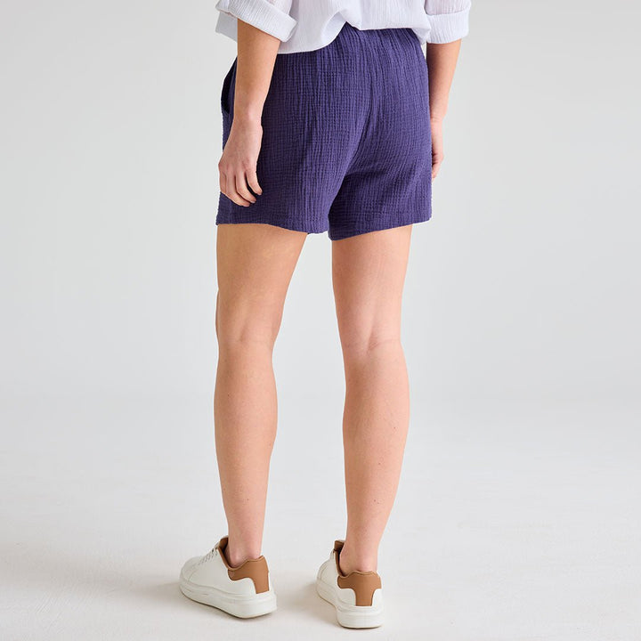 Ladies Navy 2 Pocket Tie Waist Short from You Know Who's