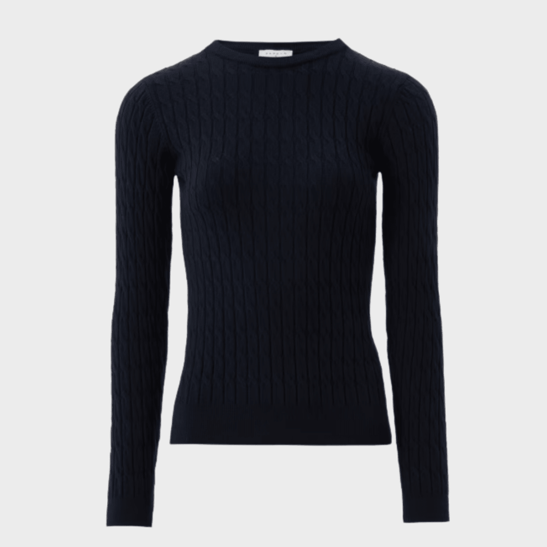 Ladies Navy Baby Cable Knit Jumper from You Know Who's