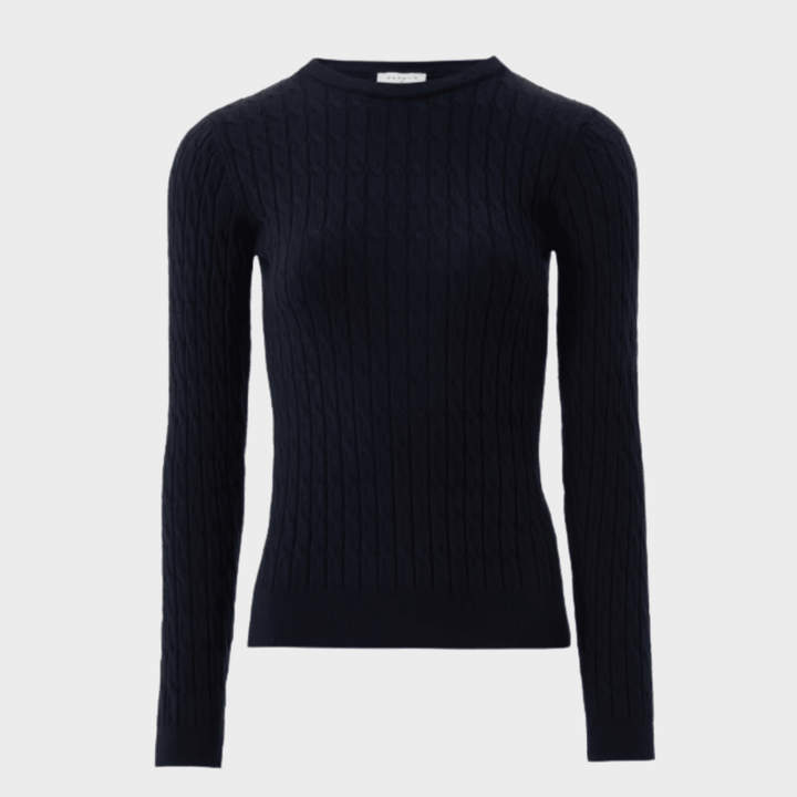 Ladies Navy Baby Cable Knit Jumper from You Know Who's