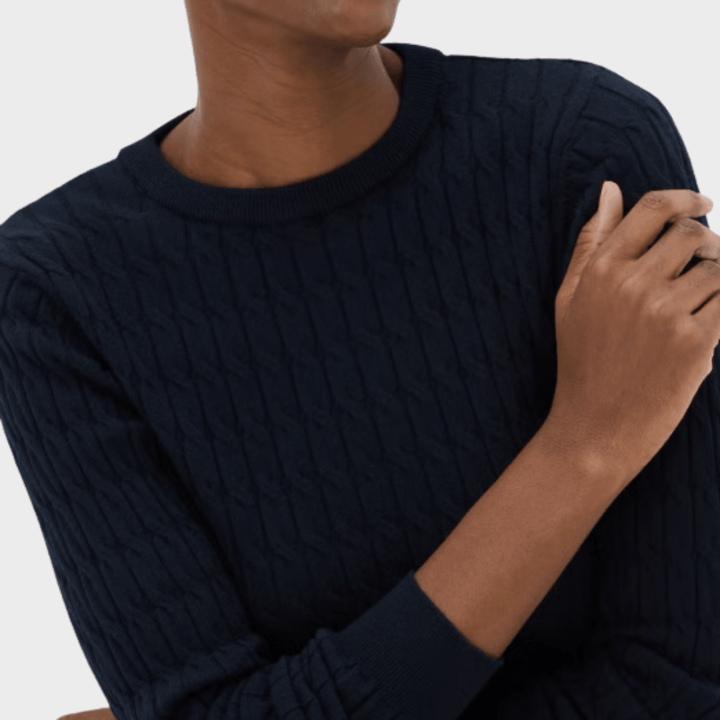 Ladies Navy Baby Cable Knit Jumper from You Know Who's