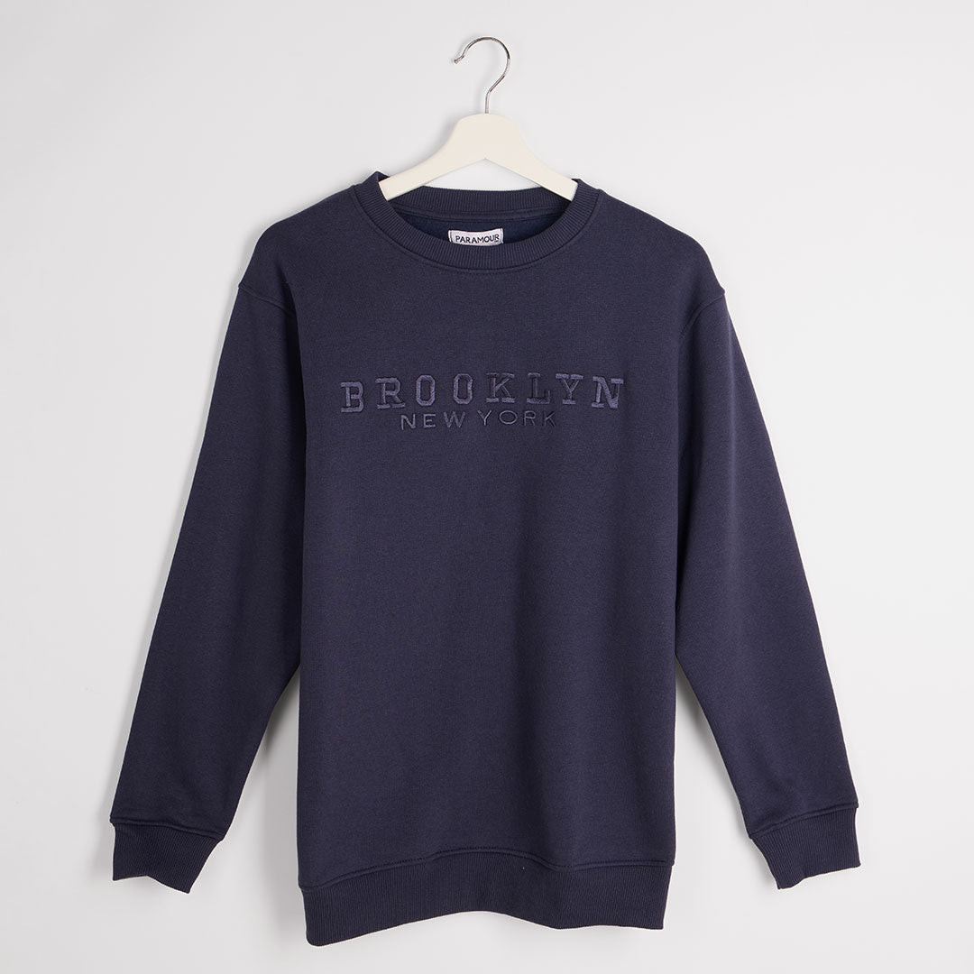 Ladies Navy Brooklyn Slogan Sweater from You Know Who's