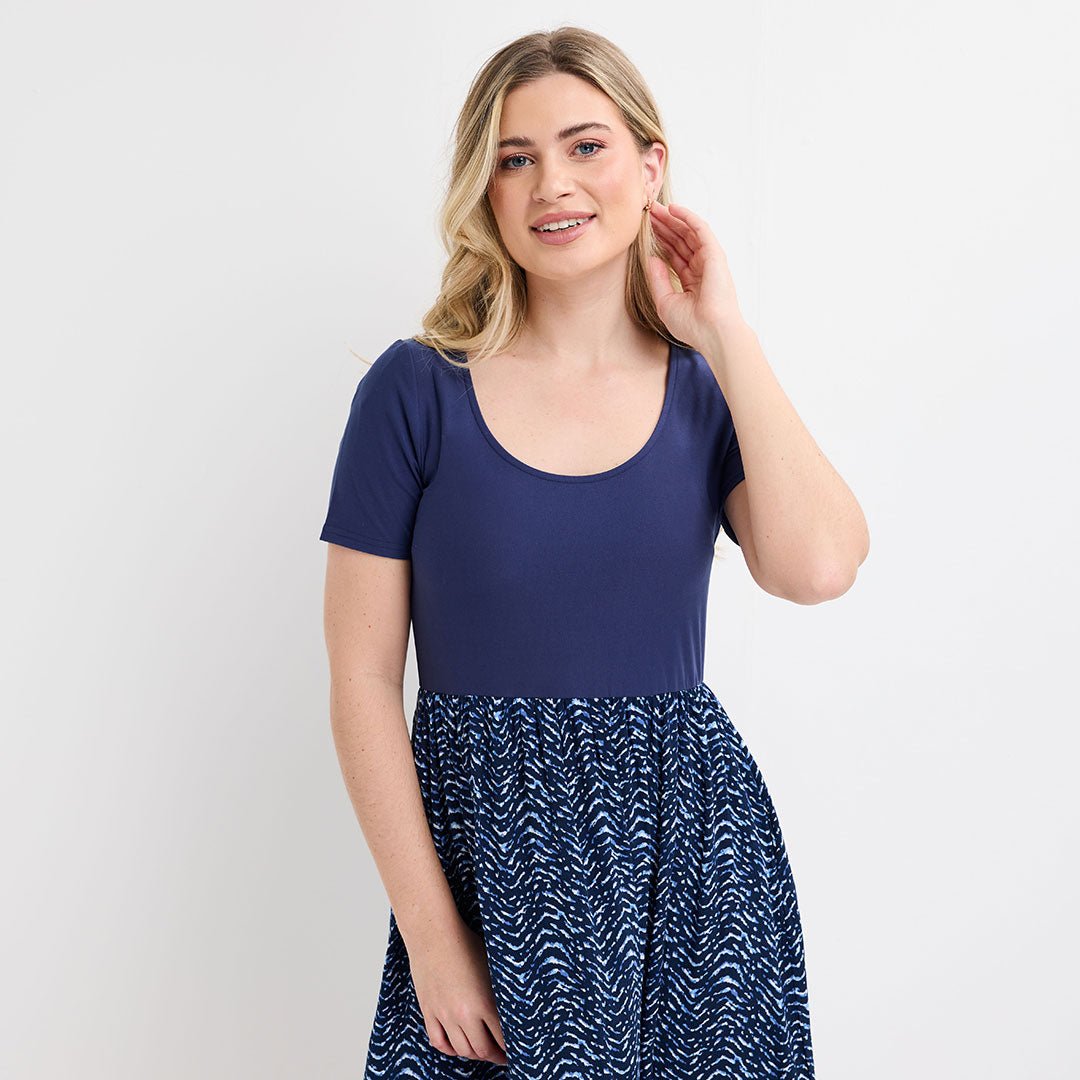 Ladies Navy Contrast Dress from You Know Who's