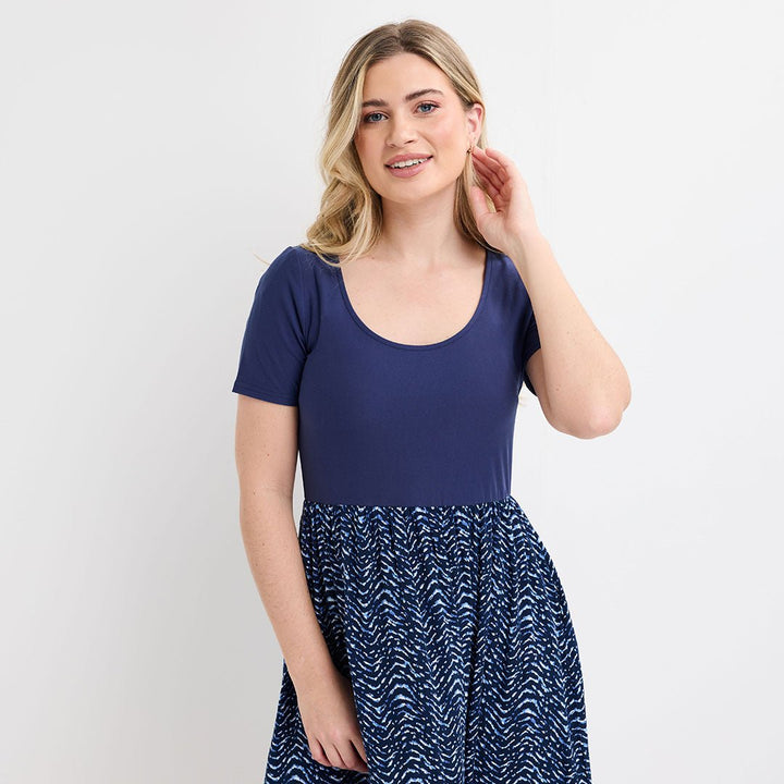 Ladies Navy Contrast Dress from You Know Who's