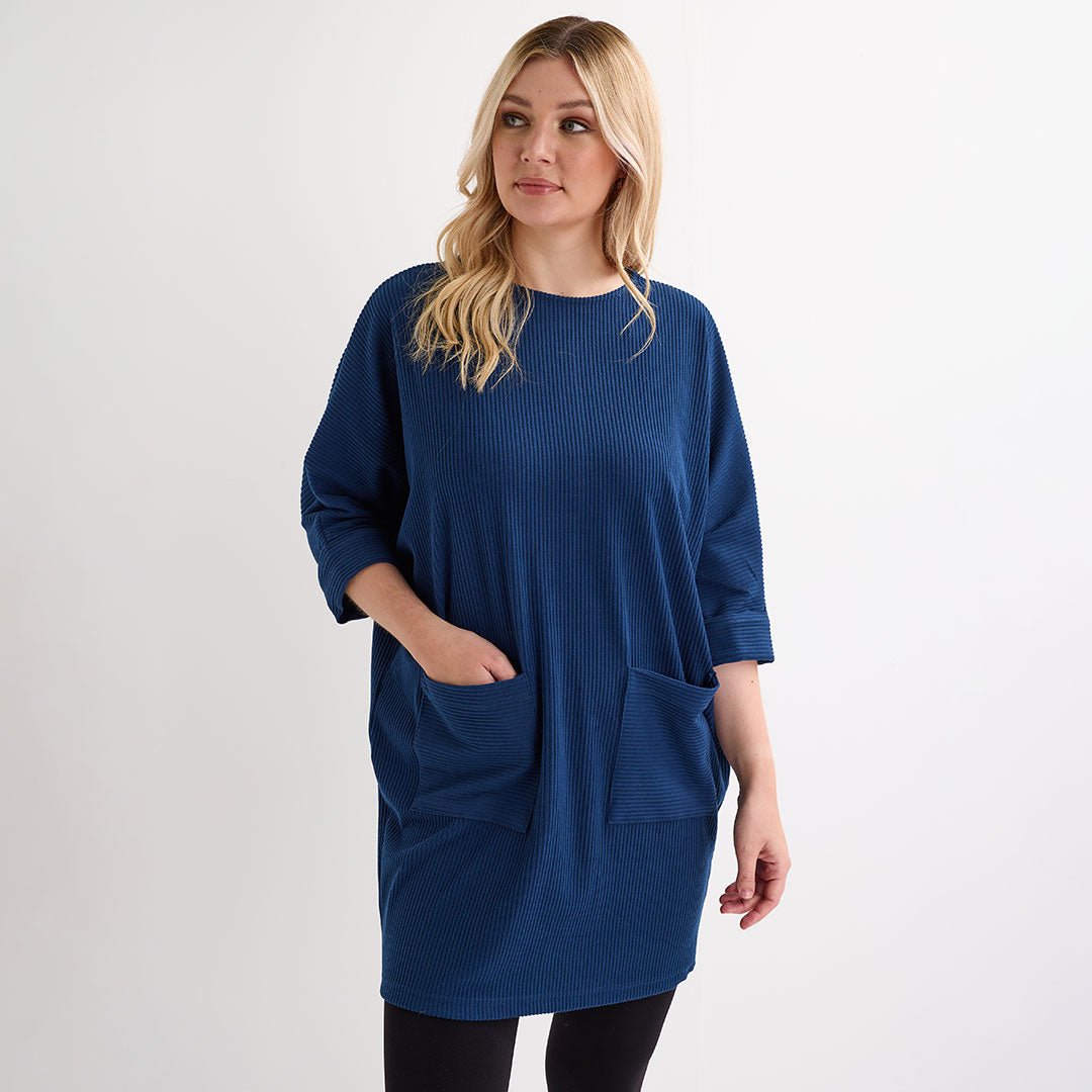 Ladies Navy Cord Pocket Tunic from You Know Who's