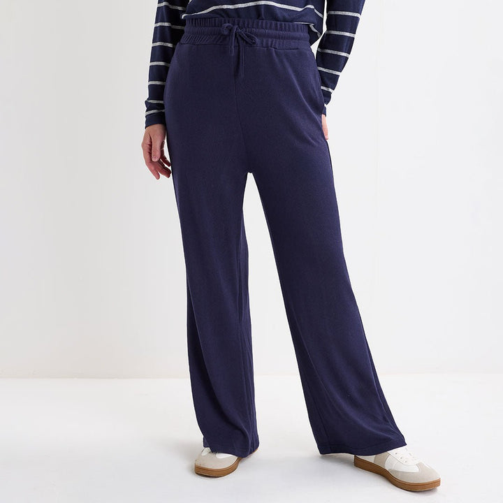 Ladies Navy Drawstring Wide Leg Trouser from You Know Who's