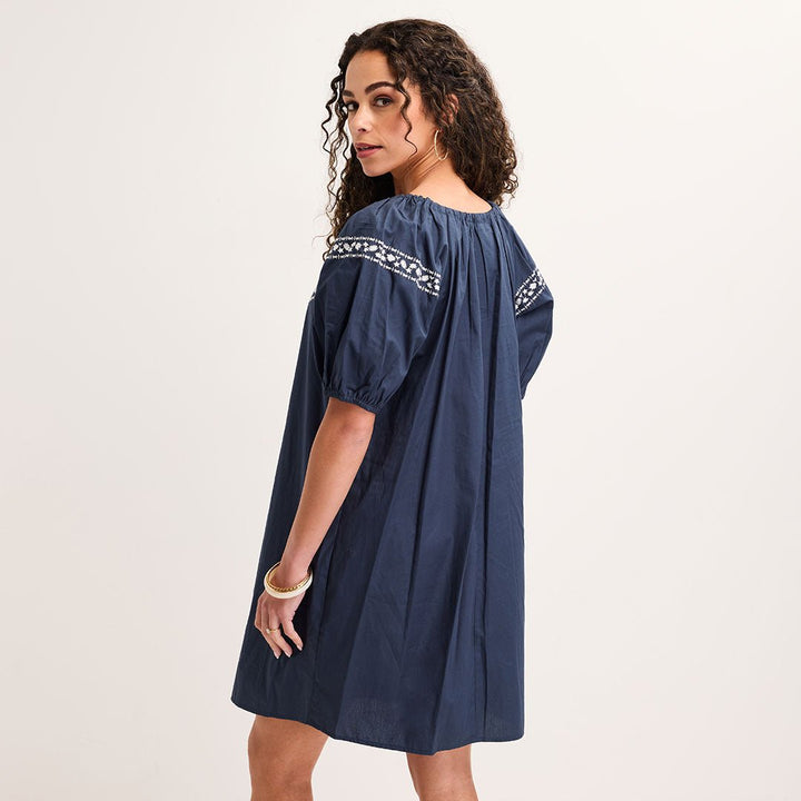 Ladies Navy Embroidered Dress from You Know Who's