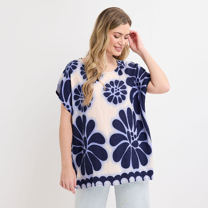 Ladies Navy Floral Printed Top from You Know Who's