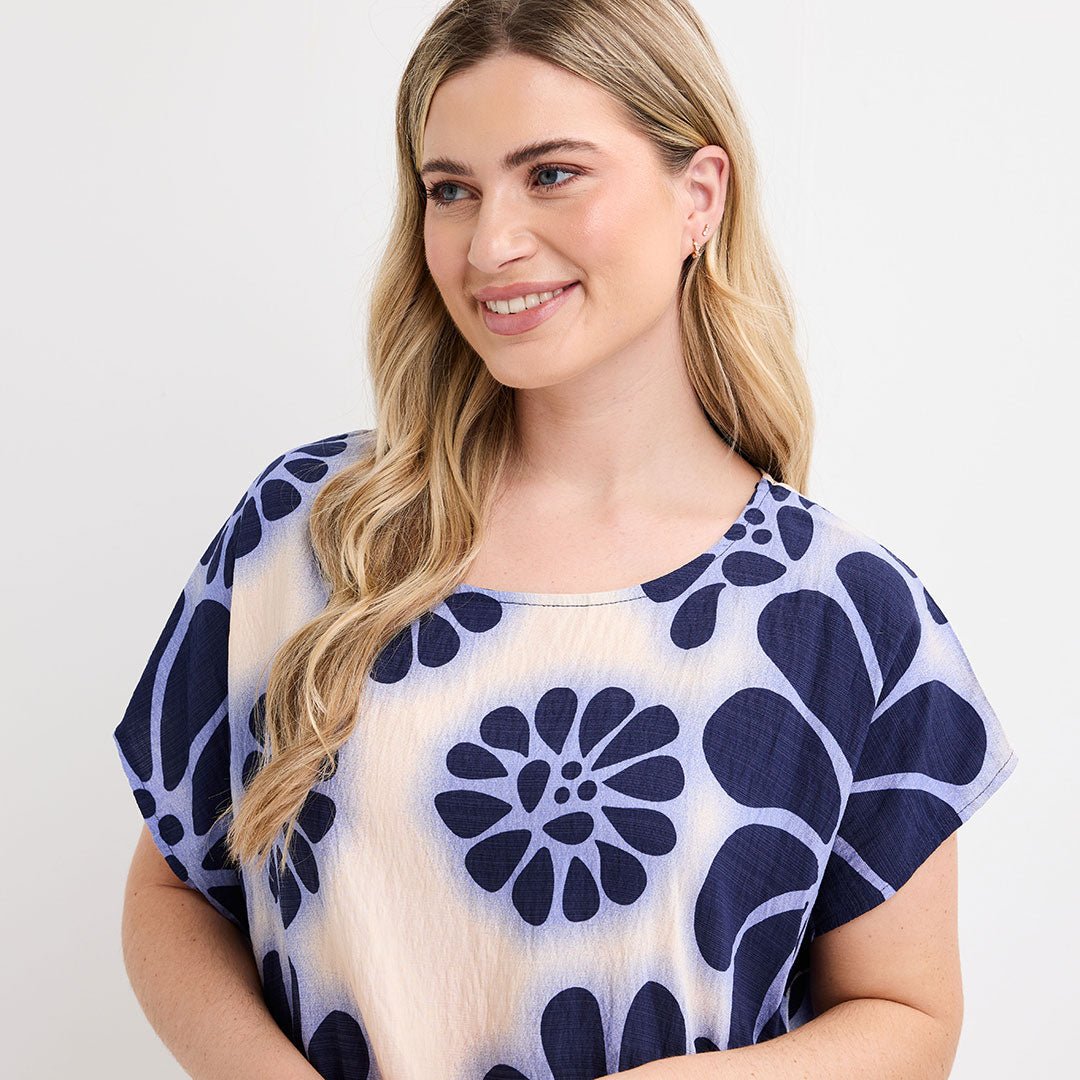 Ladies Navy Floral Printed Top from You Know Who's