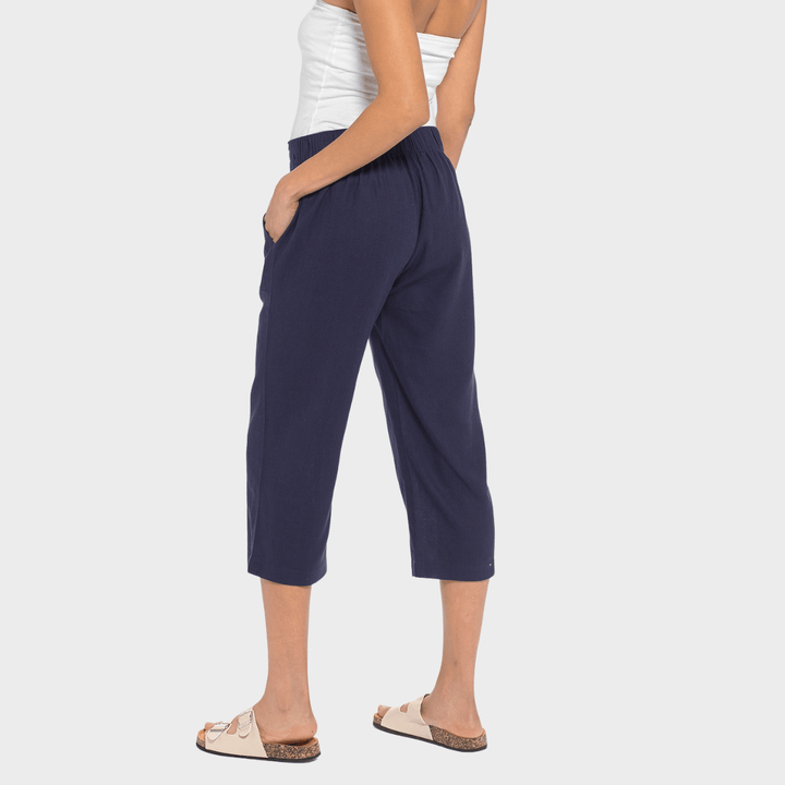Ladies Navy Linen Blend Tie Trouser from You Know Who's