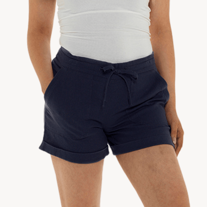 Ladies Navy Linen Mix Shorts from You Know Who's