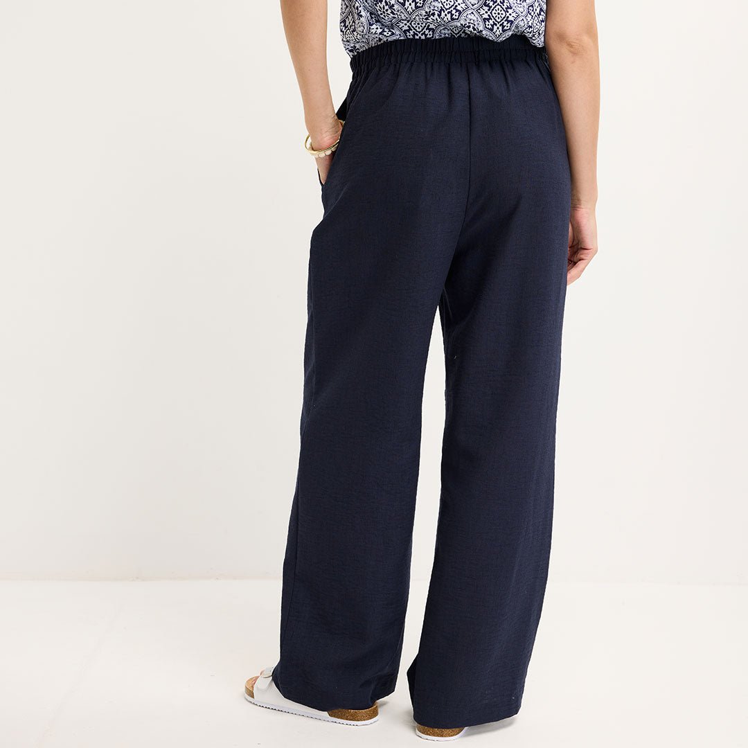 Ladies Navy Linen Mix Trousers from You Know Who's