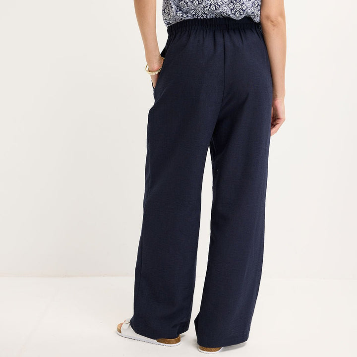 Ladies Navy Linen Mix Trousers from You Know Who's
