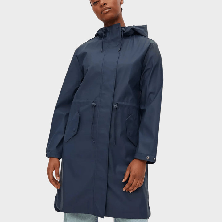Ladies Navy Longline Raincoat from You Know Who's