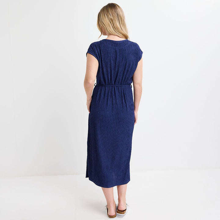 Ladies Navy Plisse Sleeveless Dress from You Know Who's