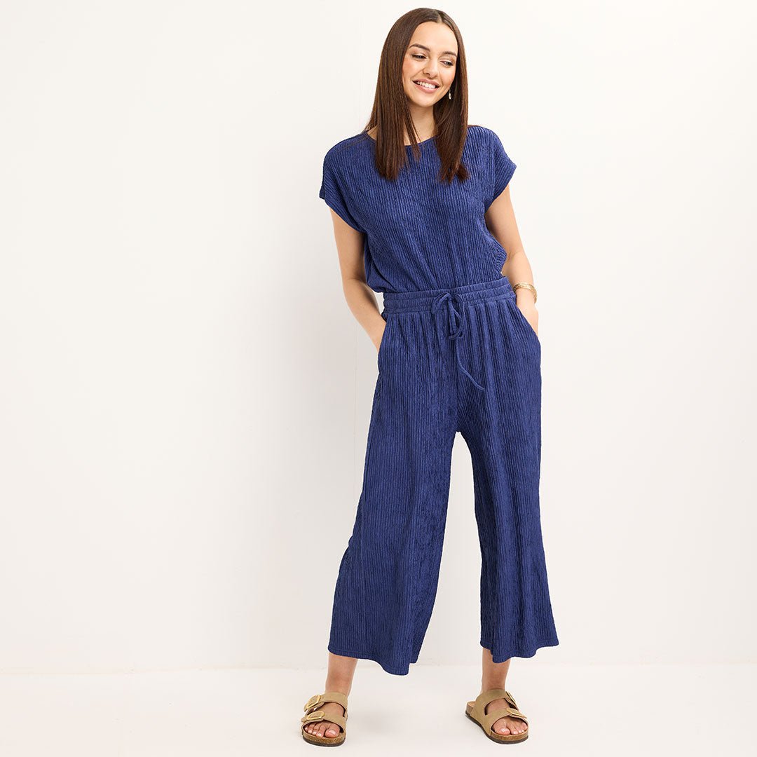 Ladies Navy Plisse Top from You Know Who's