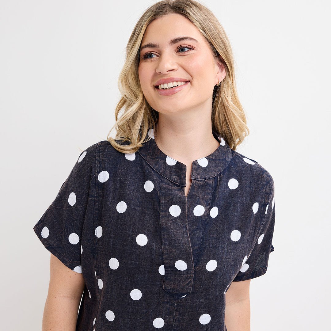Ladies Navy Polka Dot Dress from You Know Who's