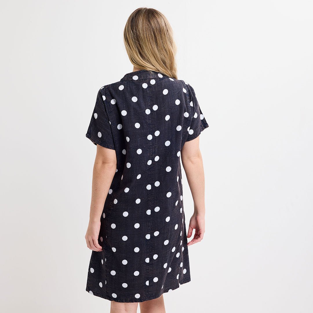 Ladies Navy Polka Dot Dress from You Know Who's