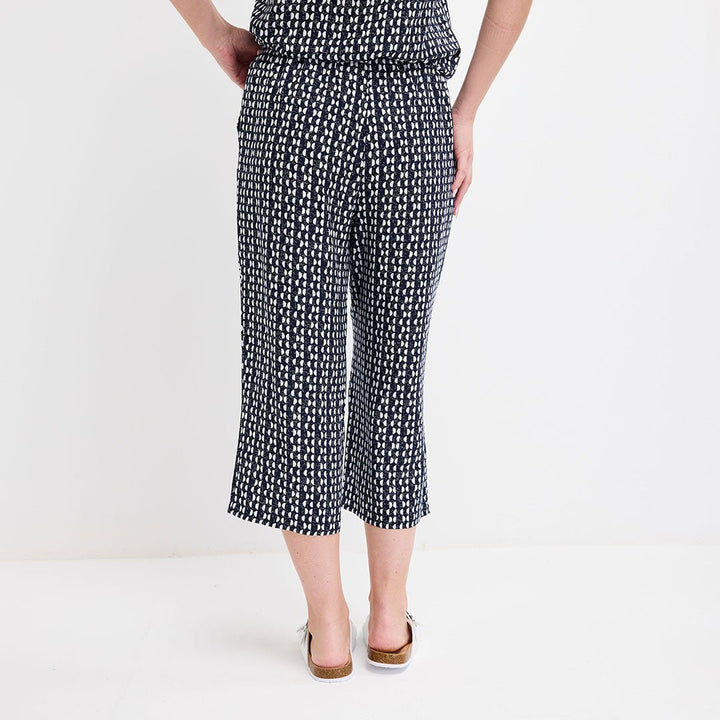 Ladies Navy Printed Crop Trouser from You Know Who's