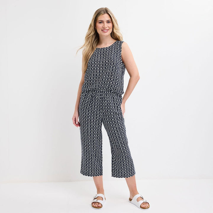 Ladies Navy Printed Crop Trouser from You Know Who's