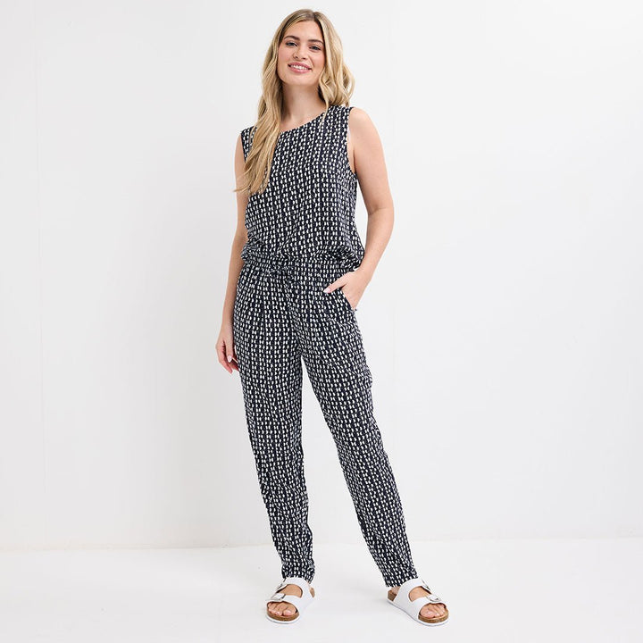 Ladies Navy Printed Trouser from You Know Who's