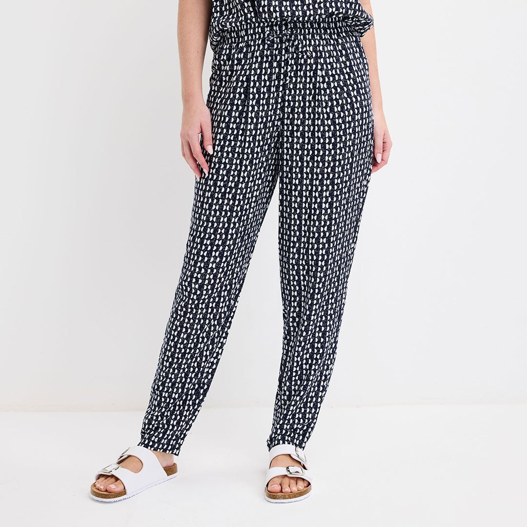 Ladies Navy Printed Trouser from You Know Who's