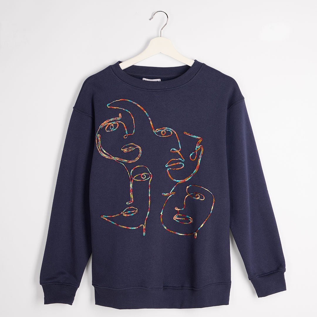 Ladies Navy Rainbow Thread Sweater from You Know Who's