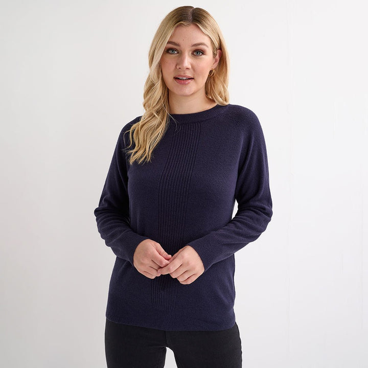 Ladies Navy Rib Cashlike Jumper from You Know Who's