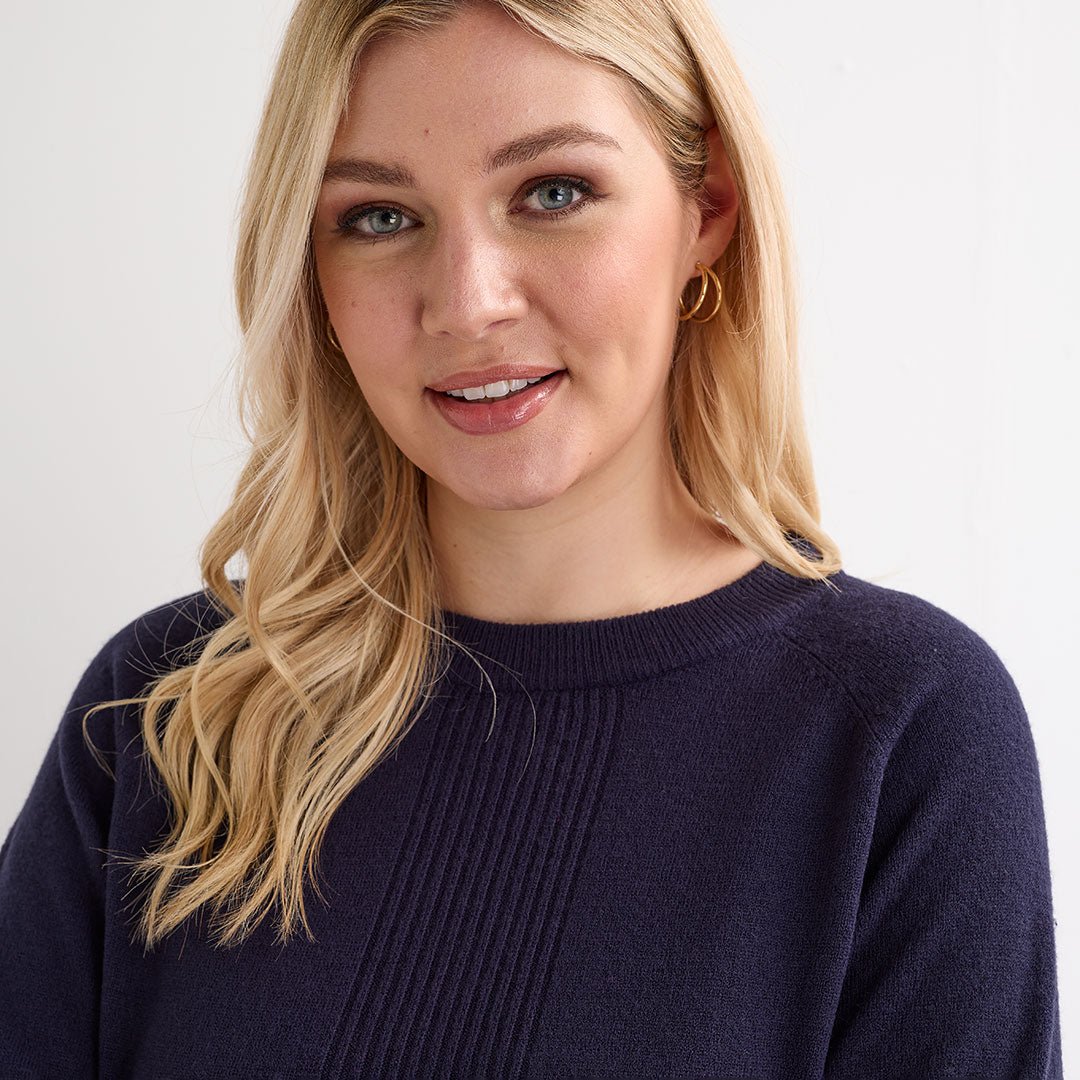 Ladies Navy Rib Cashlike Jumper from You Know Who's