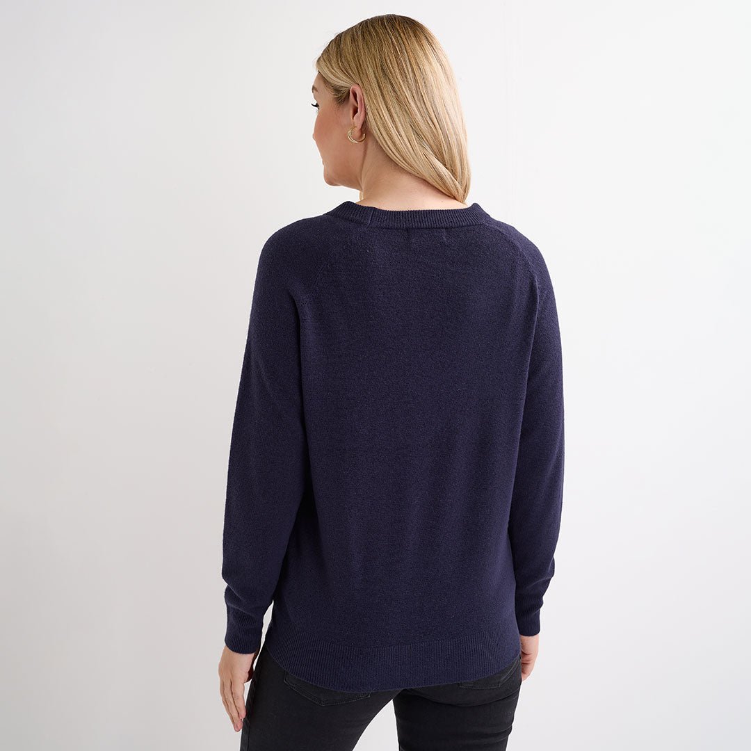 Ladies Navy Rib Cashlike Jumper from You Know Who's