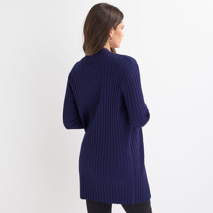 Ladies Navy Ribbed Open Front Cardigan from You Know Who's