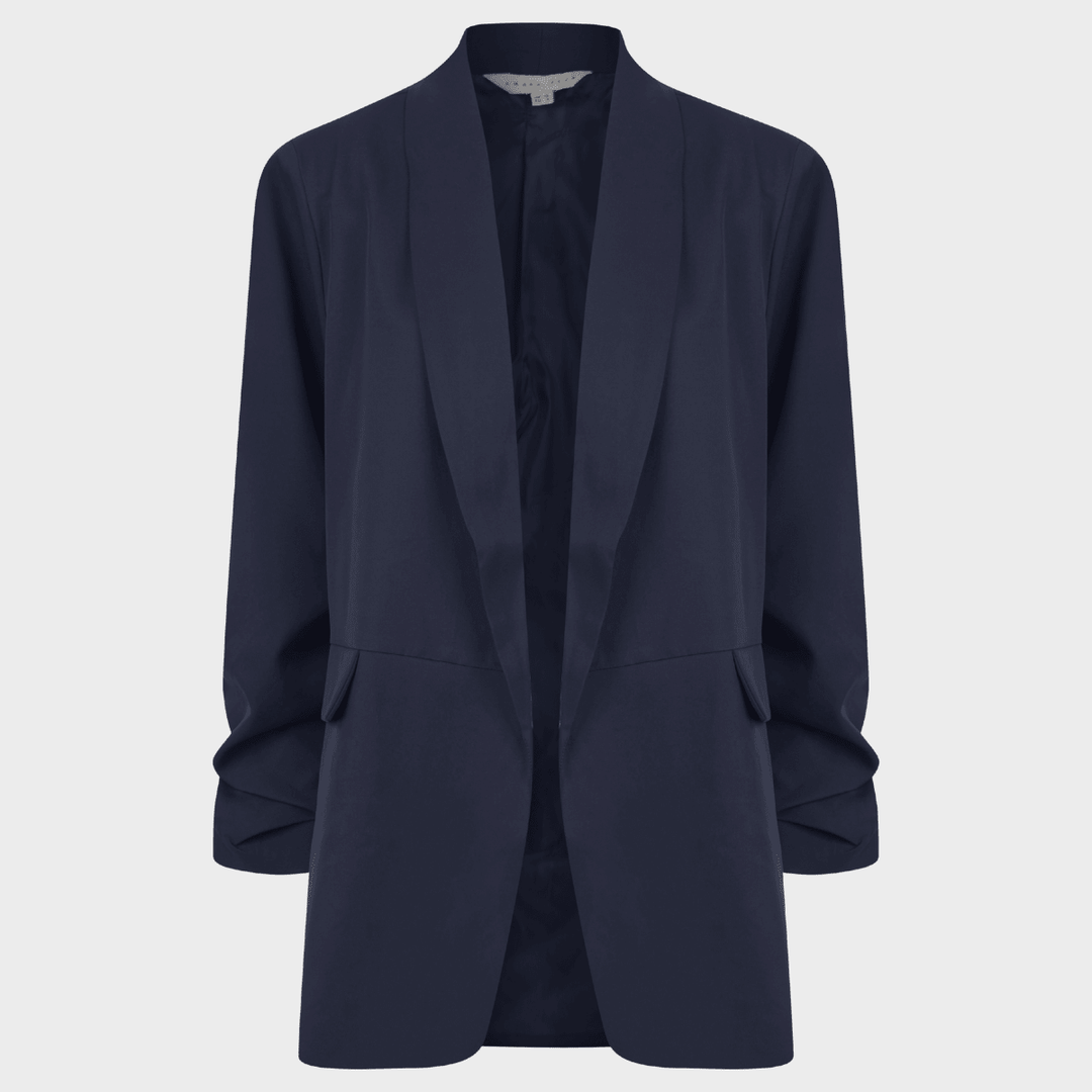 Ladies Navy Ruched Sleeve Blazer from You Know Who's