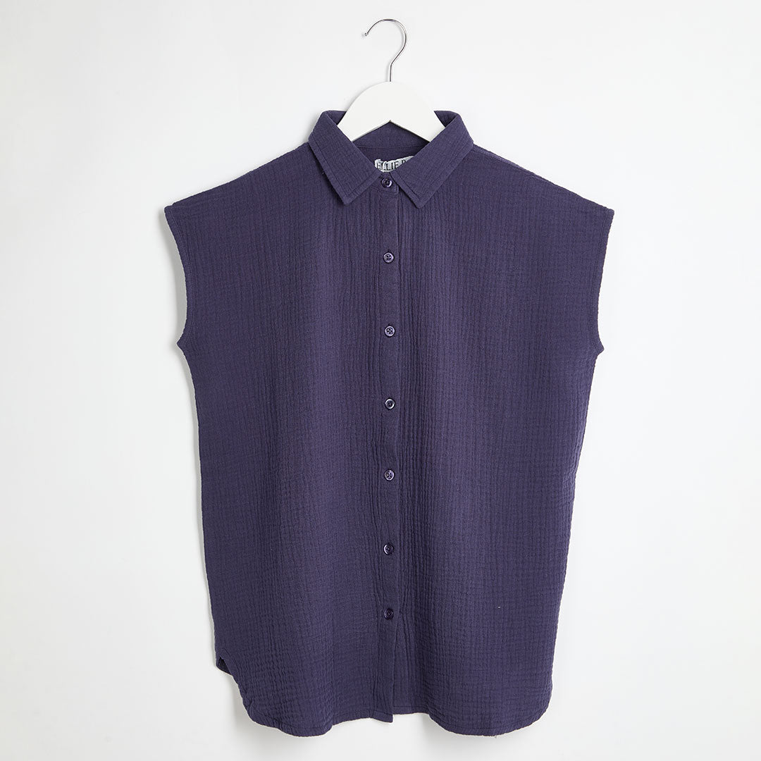 Ladies Navy Sleeveless Shirt from You Know Who's