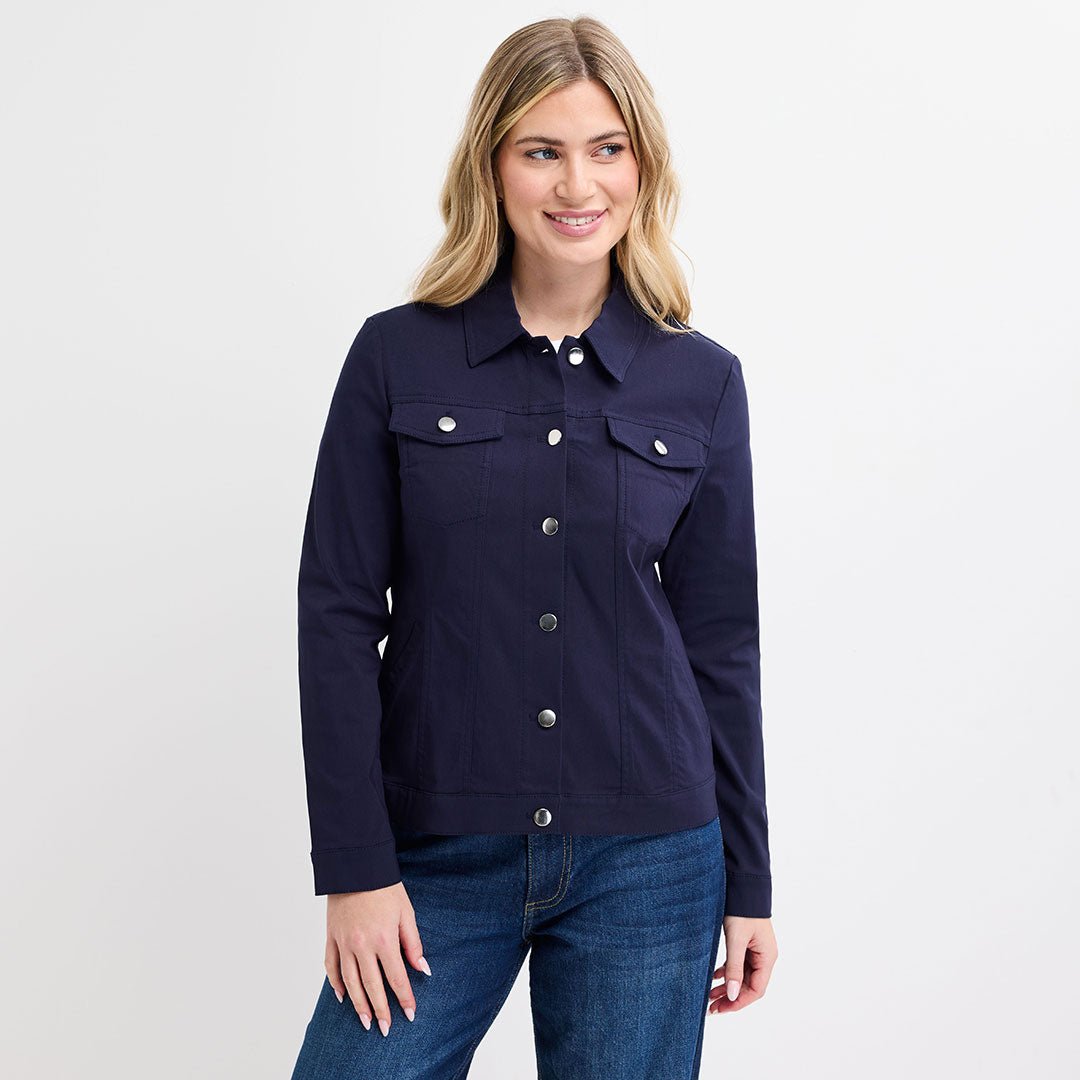 Ladies Navy Stretch Denim Jacket from You Know Who's