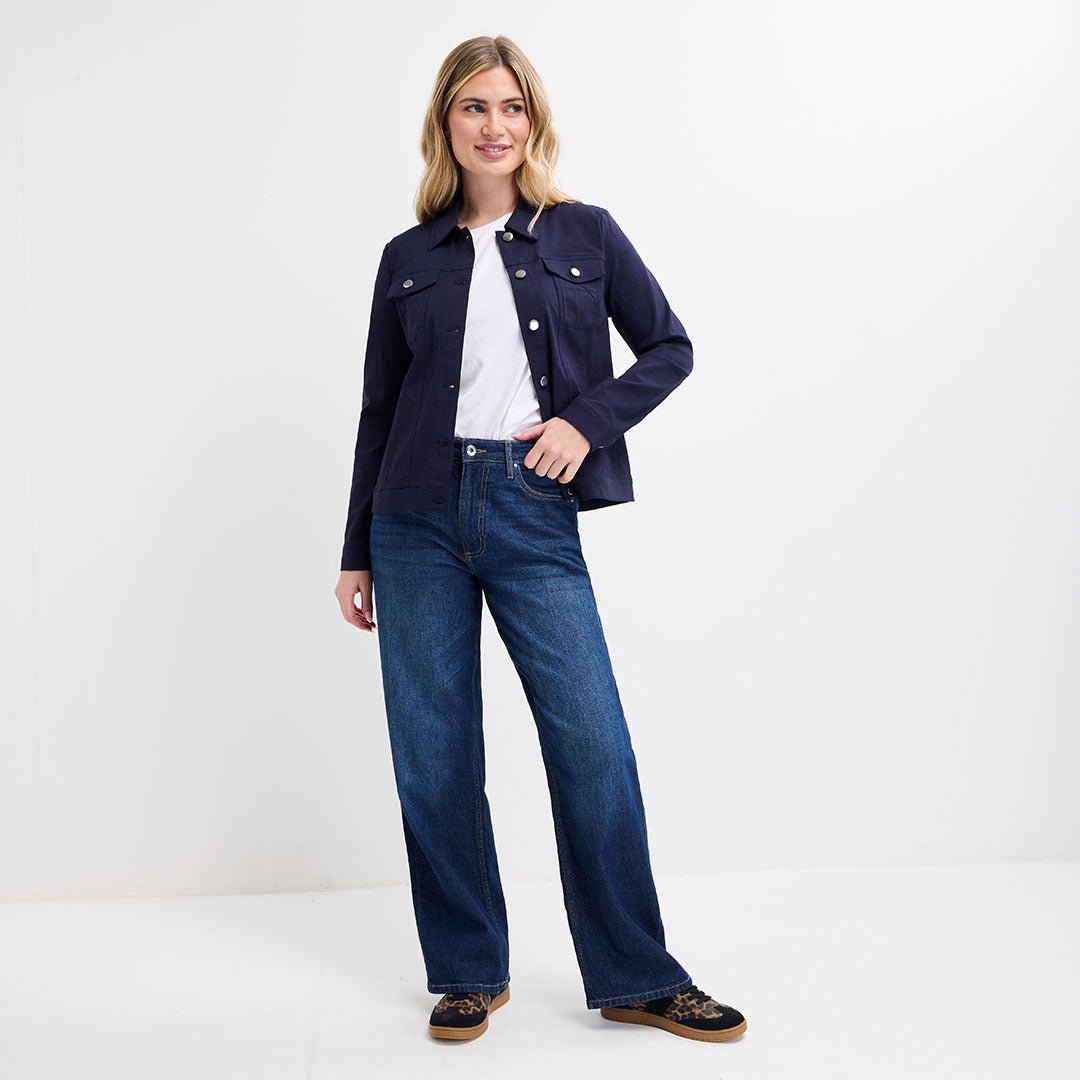 Ladies Navy Stretch Denim Jacket from You Know Who's