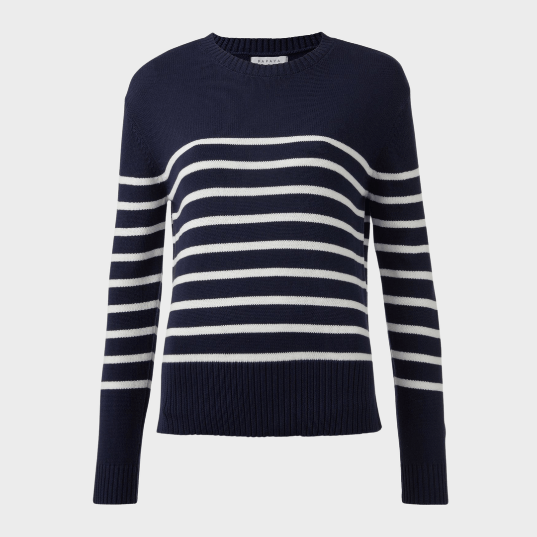 Ladies Navy Stripe Crew Jumper from You Know Who's