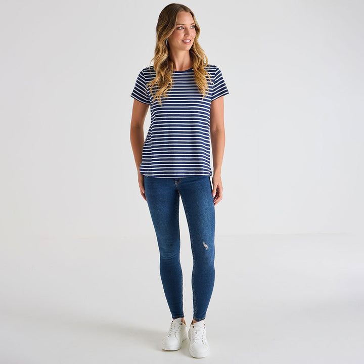 Ladies Navy Striped T - Shirt from You Know Who's