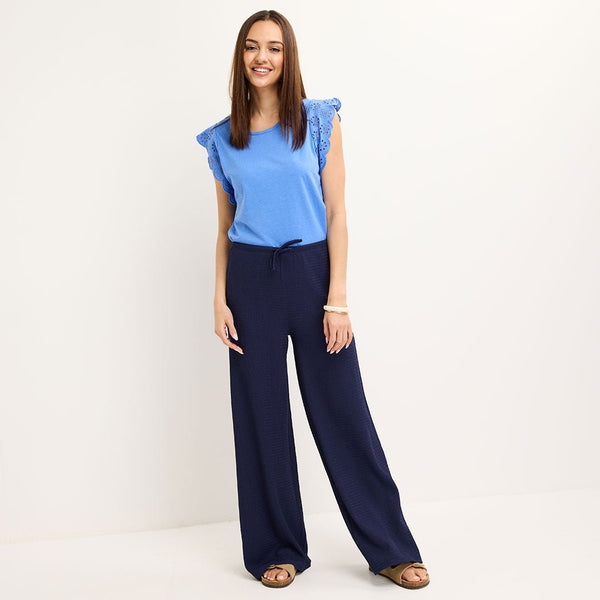 Ladies Navy Tie Waist Trouser from You Know Who's