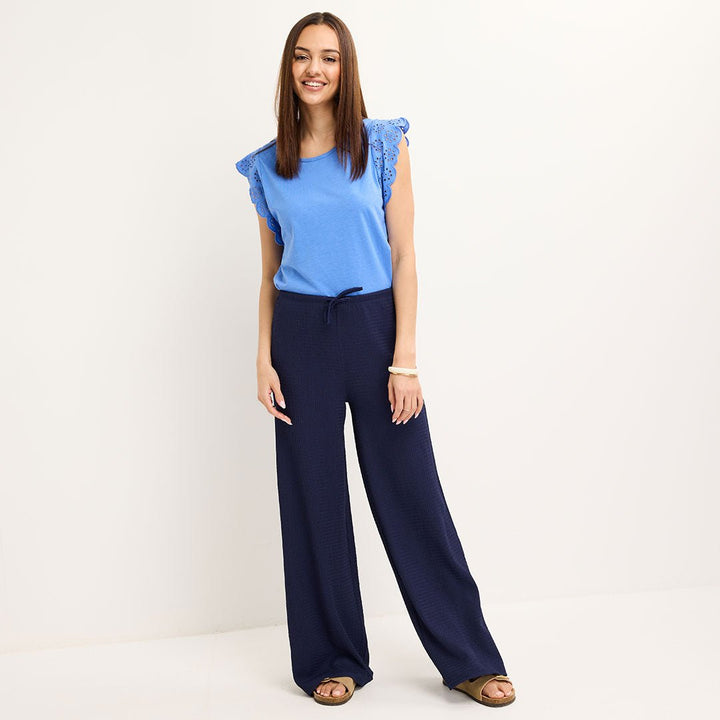 Ladies Navy Tie Waist Trouser from You Know Who's